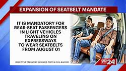 Seat belts mandatory for passengers of all vehicles on expressways from September (English)