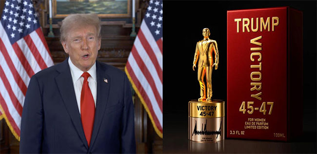 Victory 45-47: Trump launches perfume with gold statue of him on bottle