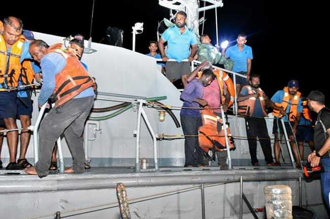 Sri Lanka Navy rescues four Indian fishermen in seas off Chilaw