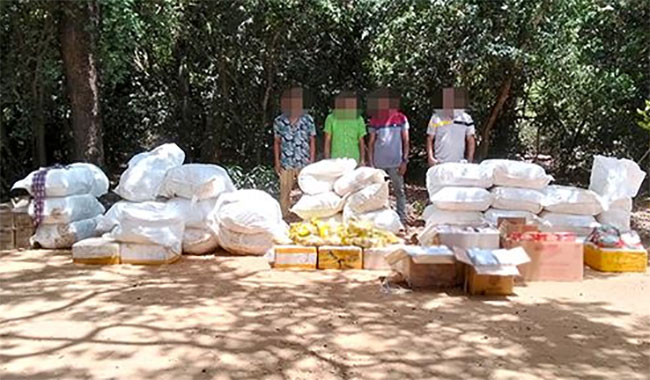 Four arrested with smuggled spices, medicine and cosmetic products in Kilinochchi