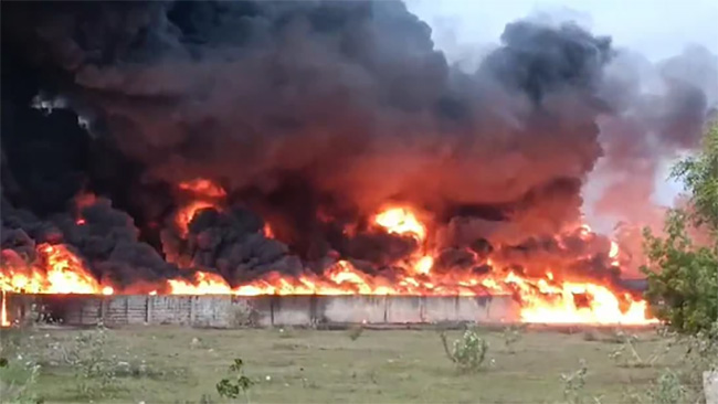 Massive fire erupts on goods train carrying diesel in Tamil Nadu