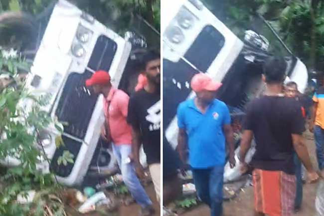 Bus transporting garment workers topples in Dehiowita; all 41 hospitalized