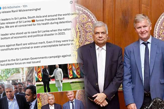 Erik Solheim calls for immediate release of ex-President Ranil 