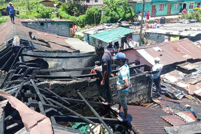 Four line-houses destroyed in a fire at Pundaluoya