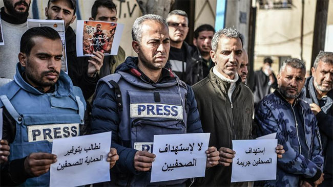 International media protest over journalist deaths in Gaza