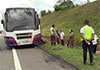 Luxury passenger bus catches fire on Southern Expressway