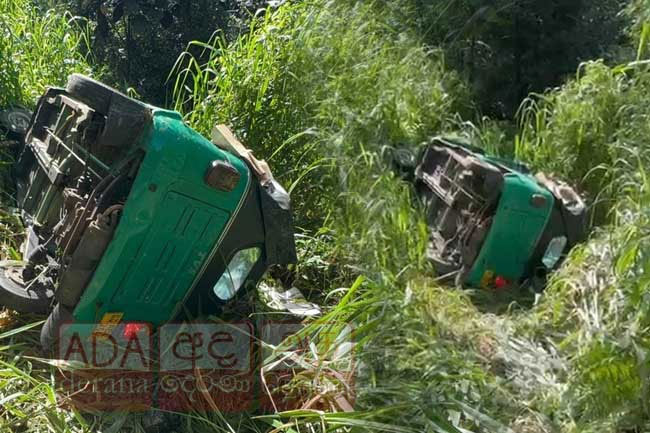 Three-wheeler plunges down precipice in Watawala: Woman and 2 children injured