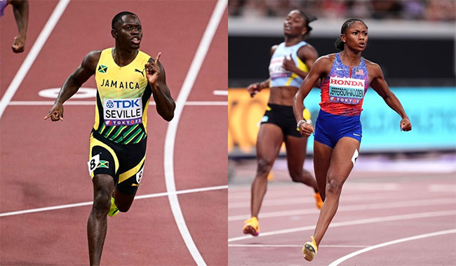 Melissa Jefferson-Wooden, Oblique Seville win 100-meter titles at world championships
