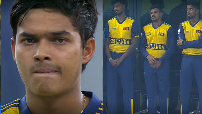 Sri Lanka players wear black armbands & observe one-minute silence as tribute to Dunith Wellalages late father