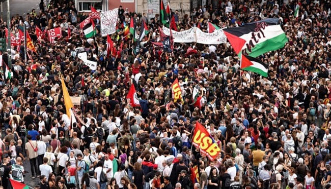 Tens of thousands join pro-Palestinian demos, strikes in Italy