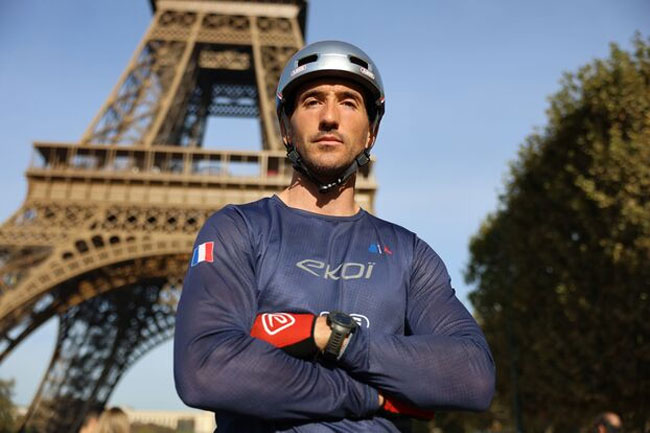   Social media star Fontenoy breaks world record cycling up Eiffel Tower