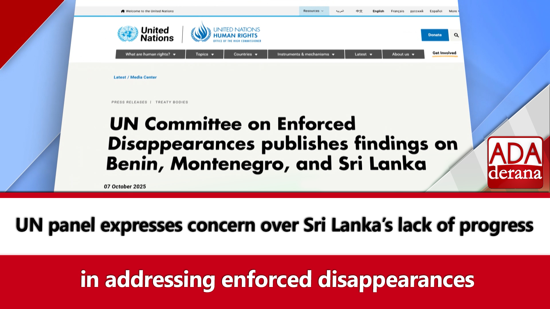 UN panel expresses concern over Sri Lanka's lack of progress   in addressing enforceddisappearances (English)
