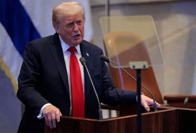 Donald Trump touts dawn of a new Middle East in address to Israeli parliament 