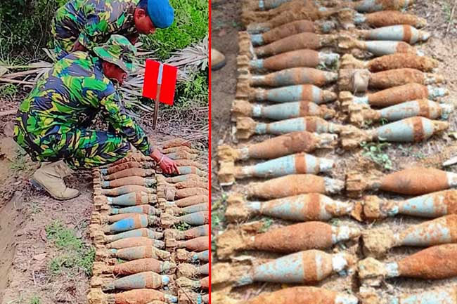 Stock of mortar rounds recovered from land in Kilinochchi