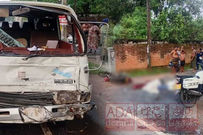 One dead, 2 injured after motorcycleschool van collision in Wennappuwa