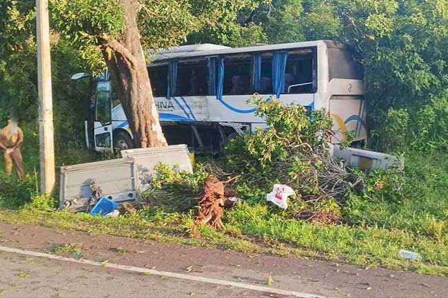 One dead, 10 injured after bus crashes into tree on Mannar-Medawachchiya road