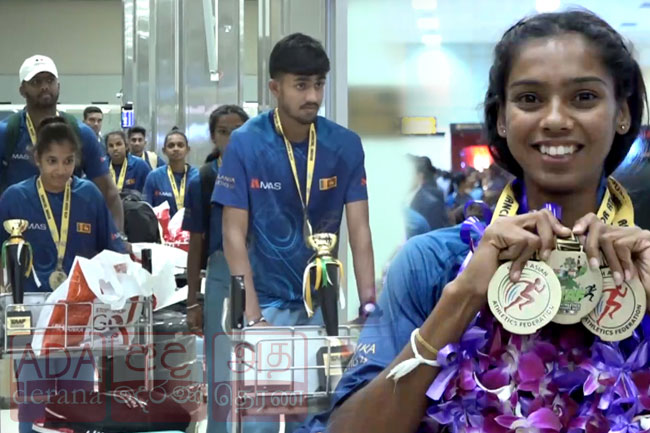 Sri Lanka team which secured second place at South Asian Athletics Championship returns to the island