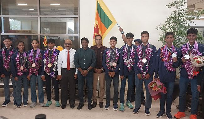 Sri Lankan team that participated in Asian Youth Games returns 