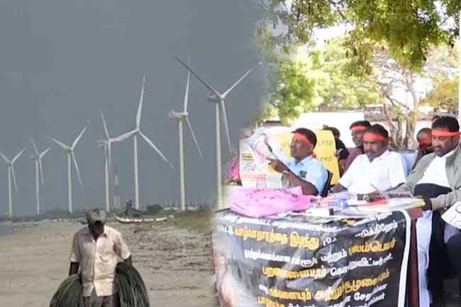 Mannar residents set to continue protest against wind power projects and sand mining