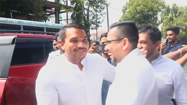 Namal Rajapaksa visits SLFP headquarters for the first time in ten years