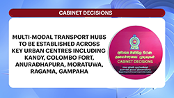 Cabinet nod to establish several multi-modal transport hubs across Sri Lanka (English)
