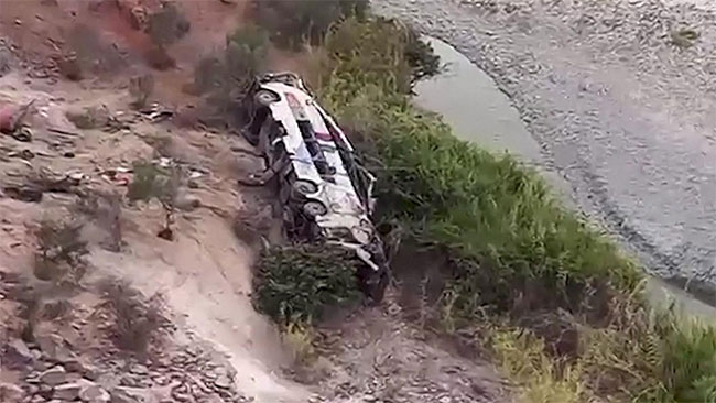 Passenger bus plunges into a ravine in southern Peru killing at least 37