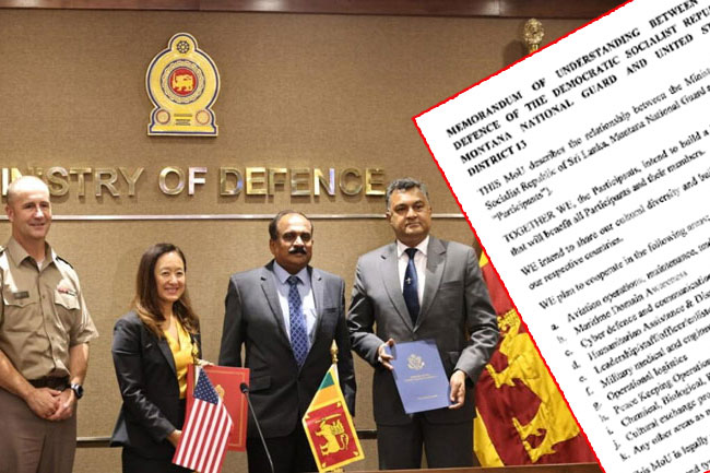 Recently signed Sri Lanka-US Defence Pact made public