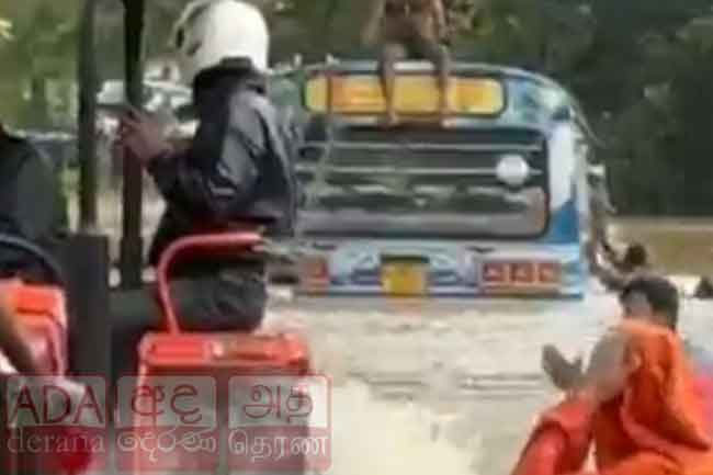 23 passengers rescued after bus swept away by strong currents in Kumbukkana