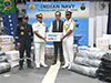 India navy ships hand over relief material in Colombo 