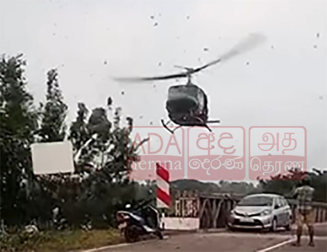 Helicopter engaged in disaster relief operations crash lands in Wennappuwa
