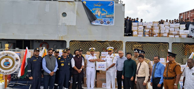 Indias INS Sukanya arrives in Trincomalee with more relief materials