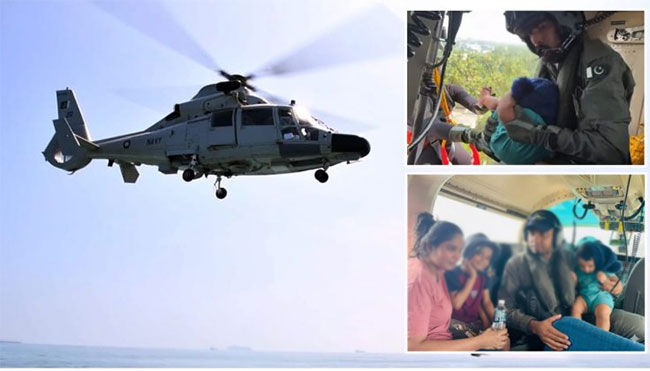 Pakistan helicopter used to evacuate stranded family from Kotikawatta