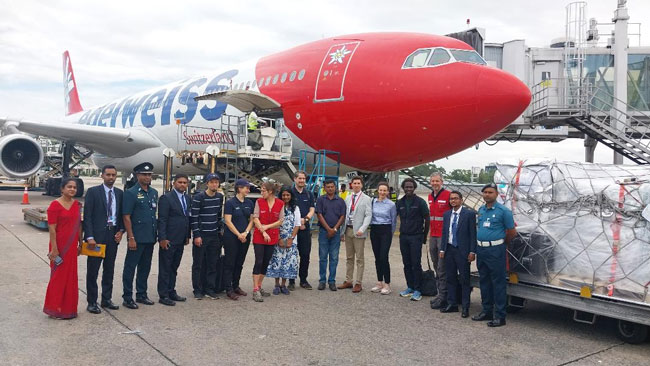 Swiss disaster relief aircraft arrives in Sri Lanka