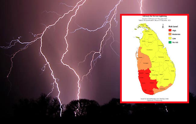 Advisory issued for severe lightning