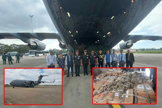 Another Indian relief aircraft arrives with bailey bridge and medical supplies