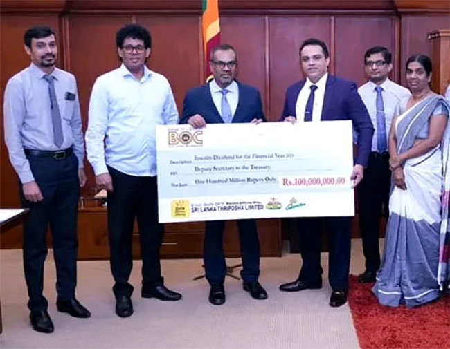 Thriposha company hands over Rs. 100 mln in dividends to Treasury