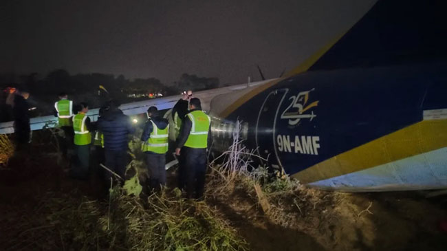 WATCH- Nepal s Buddha Air flight with 51 onboard skids off runway during landing