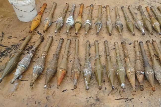 Stock of explosives including RPGs recovered in Vakarai