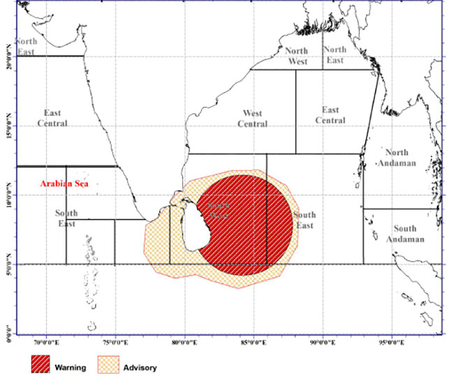 Deep depression in the vicinity of Sri Lanka to bring heavy showers and gusty winds to several areas