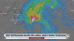 Heavy rainfall expected in several provinces as deep depression nears Sri Lanka (English)