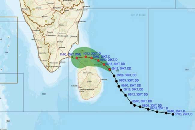 Deep depression likely to weaken into a depression; heavy showers expected in Northern parts of the island