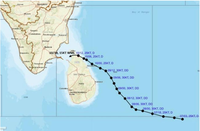 Low pressure area over Gulf of Mannar weakens further