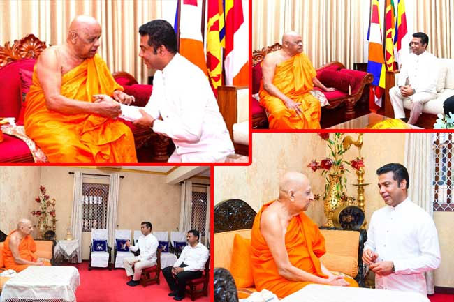 Minister Nalinda Jayatissa calls on Chief Prelates of Malwathu and Asgiri Chapters