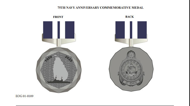 Commemorative medal issued for Sri Lanka Navy�s 75th Anniversary
