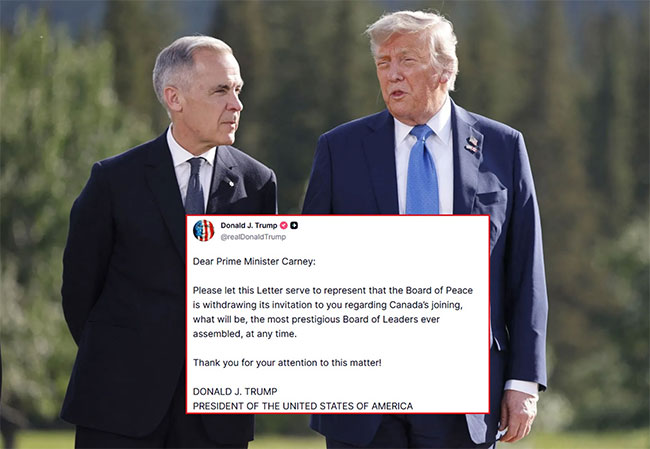 Trump says he�s withdrawing invitation for Carney to join his Gaza �Board of Peace�