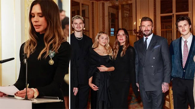Victoria Beckham honoured in Paris amid family rift