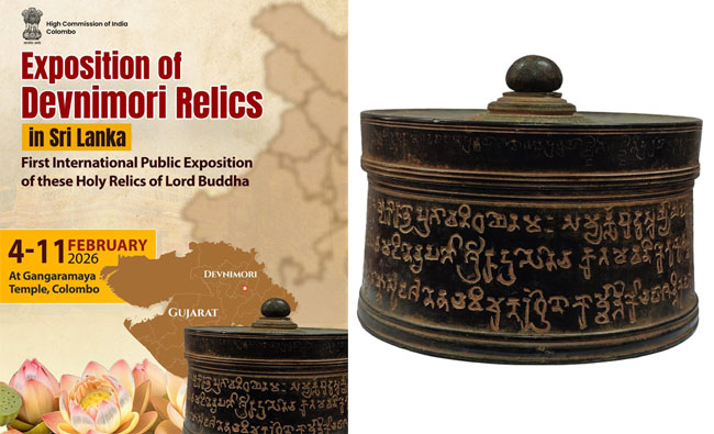 Exposition of sacred Devnimori Relics of Lord Buddha to begin at Gangaramaya