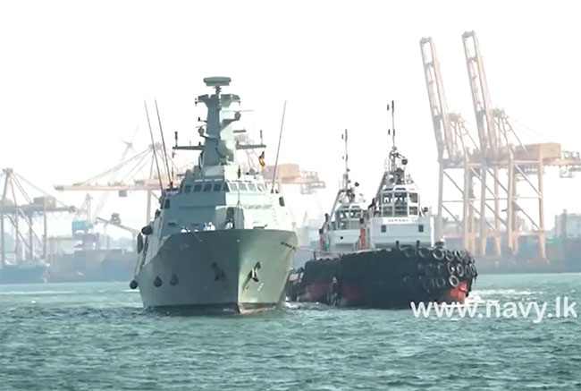 Royal Navy of Oman vessel Sadh  arrives at Colombo Port