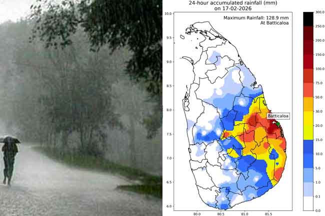 Low pressure system persists in Bay of Bengal; 128 mm rainfall in Batticaloa