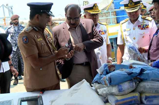 Narcotics haul seized from fishing trawler estimated to be worth around Rs. 2.8 billion